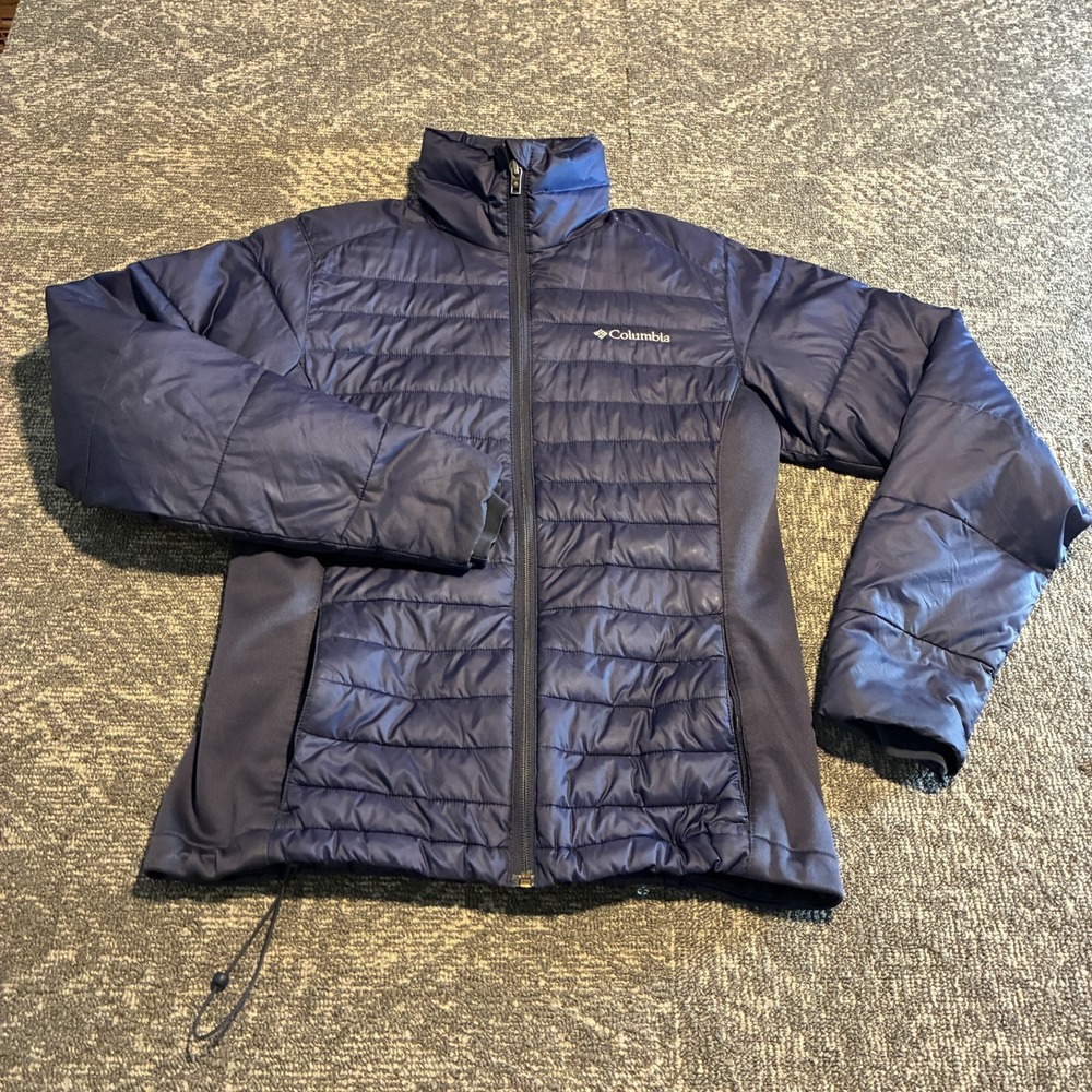 Columbia Womens Hybrid Puffer Jacket XS Navy Blue Quilted Full Zip Insulated
